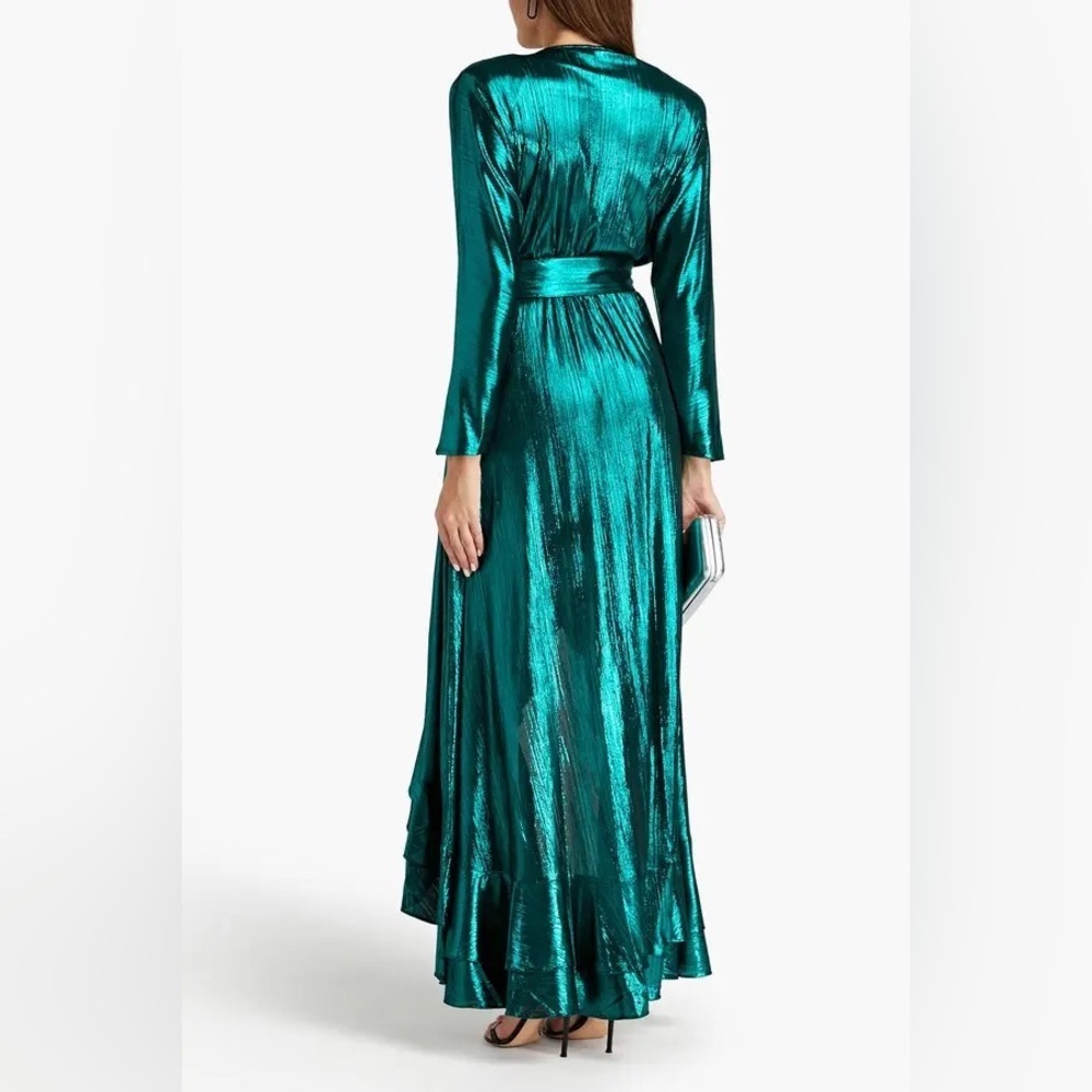 RETROFETE Women’s Wayne Metallic Jersey Maxi Wrap Dress Size Medium - Picture 3 of 11
